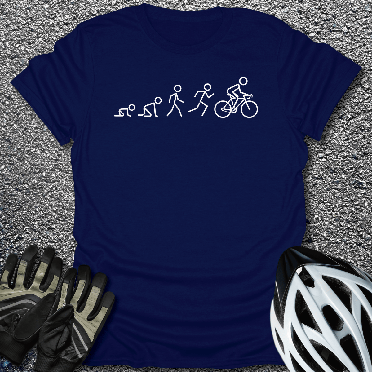 Cycling Evolution T-Shirt in Navy / S from CycleTees