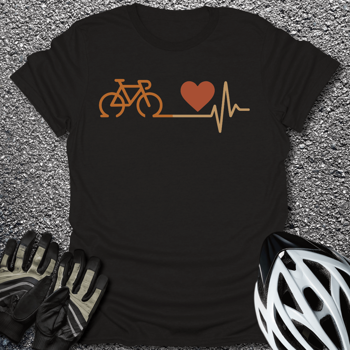 Cycling Heartbeat T-Shirt in Black / S from CycleTees