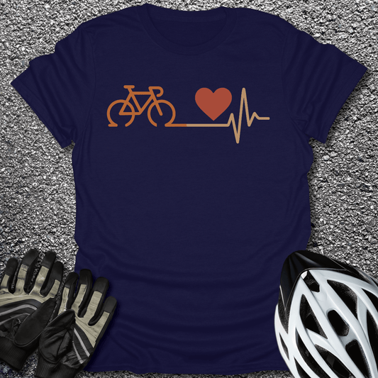 Cycling Heartbeat T-Shirt in Navy / S from CycleTees