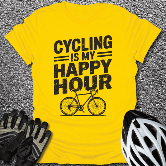 Cycling is Happy Hour T-Shirt in Daisy / S from CycleTees