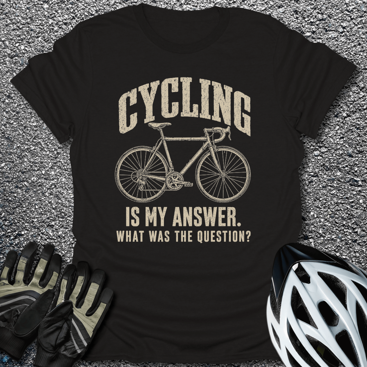 Cycling is the Answer T-Shirt in Black / S from CycleTees