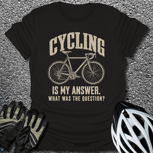 Cycling is the Answer T-Shirt in Black / S from CycleTees