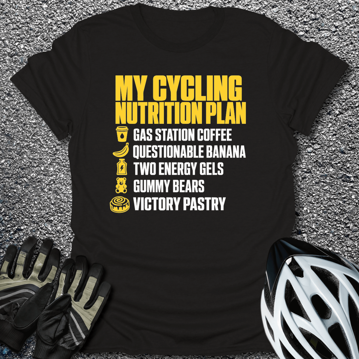 Cycling Nutrition Plan T-Shirt in Black / S from CycleTees