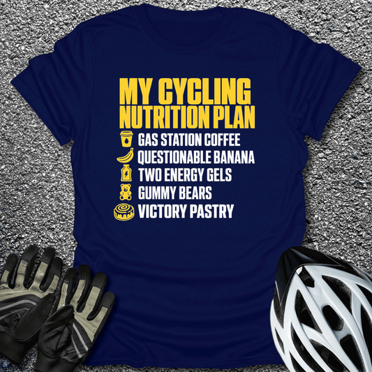 Cycling Nutrition Plan T-Shirt in Navy / S from CycleTees