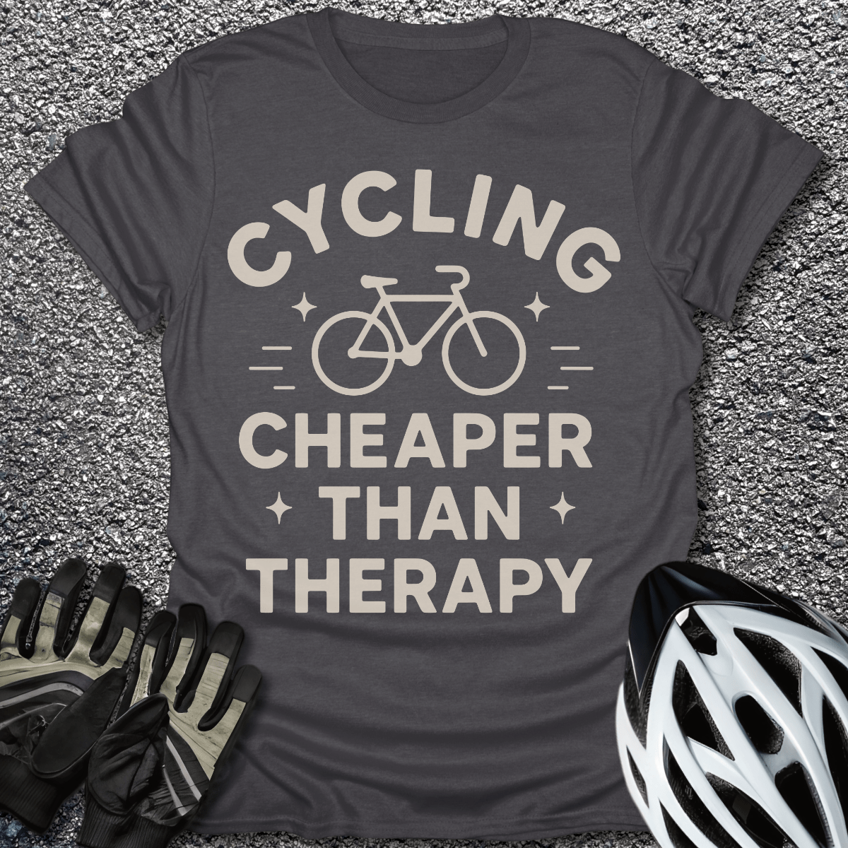 Cycling or Therapy T-Shirt in Dark Heather / S from CycleTees