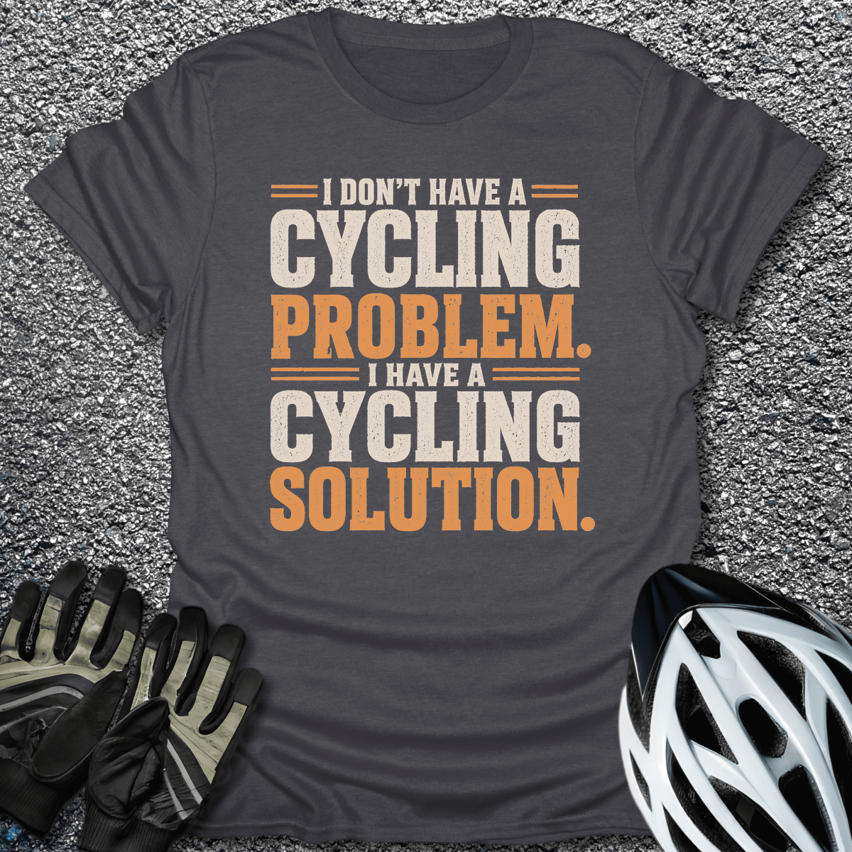 Cycling Solution T-Shirt in Dark Heather / S from CycleTees