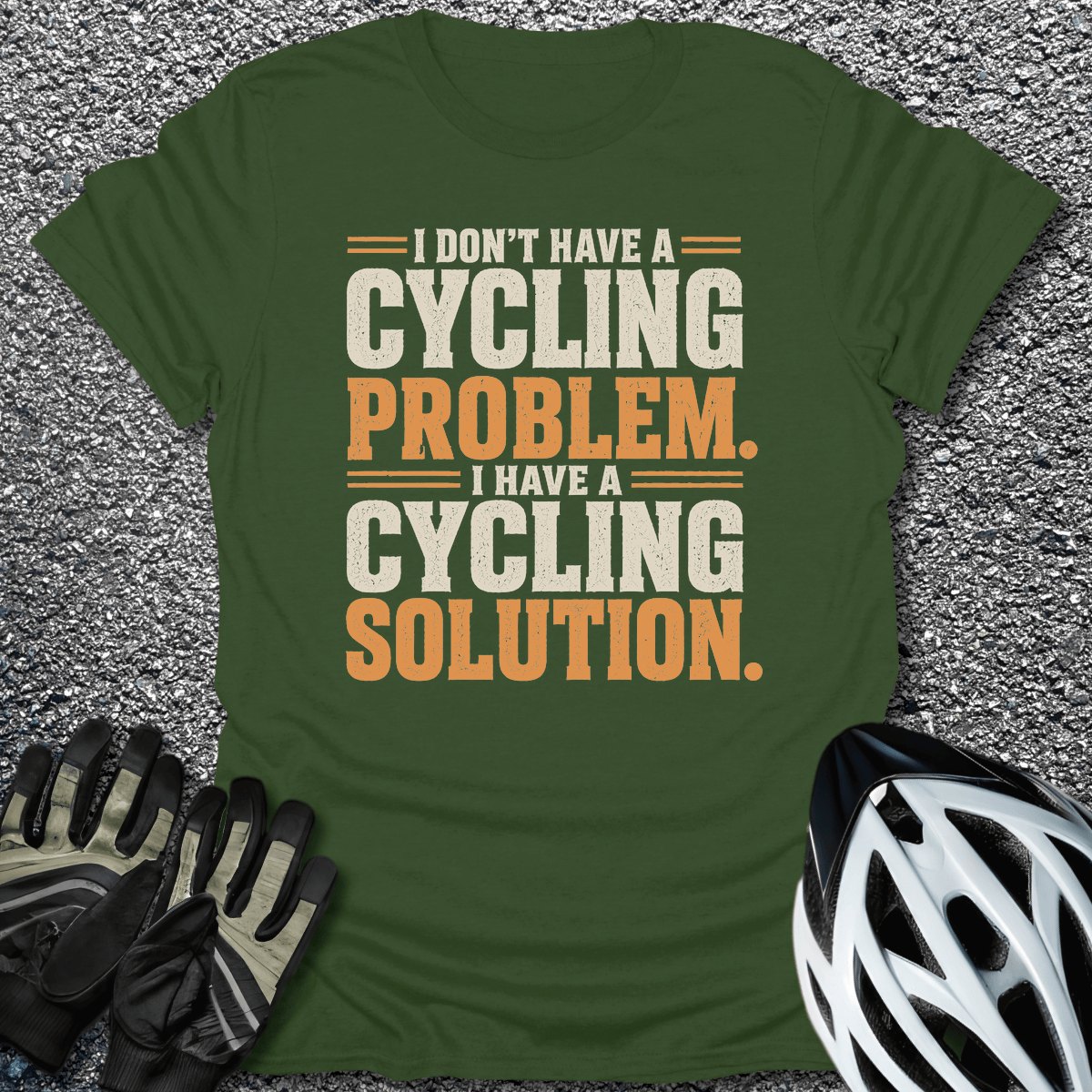 Cycling Solution T-Shirt in Military Green / S from CycleTees