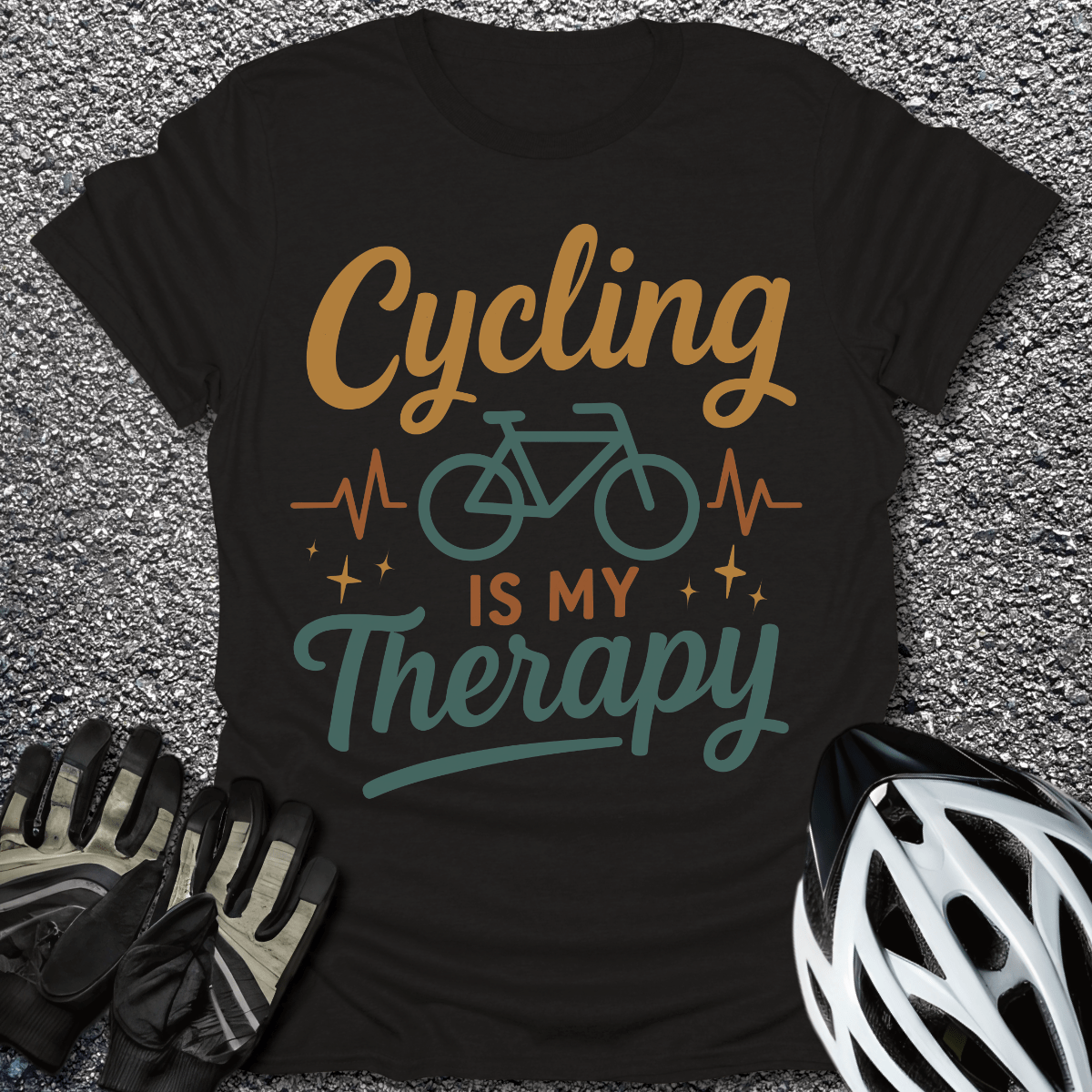 Cycling Therapy T-Shirt in Black / S from CycleTees