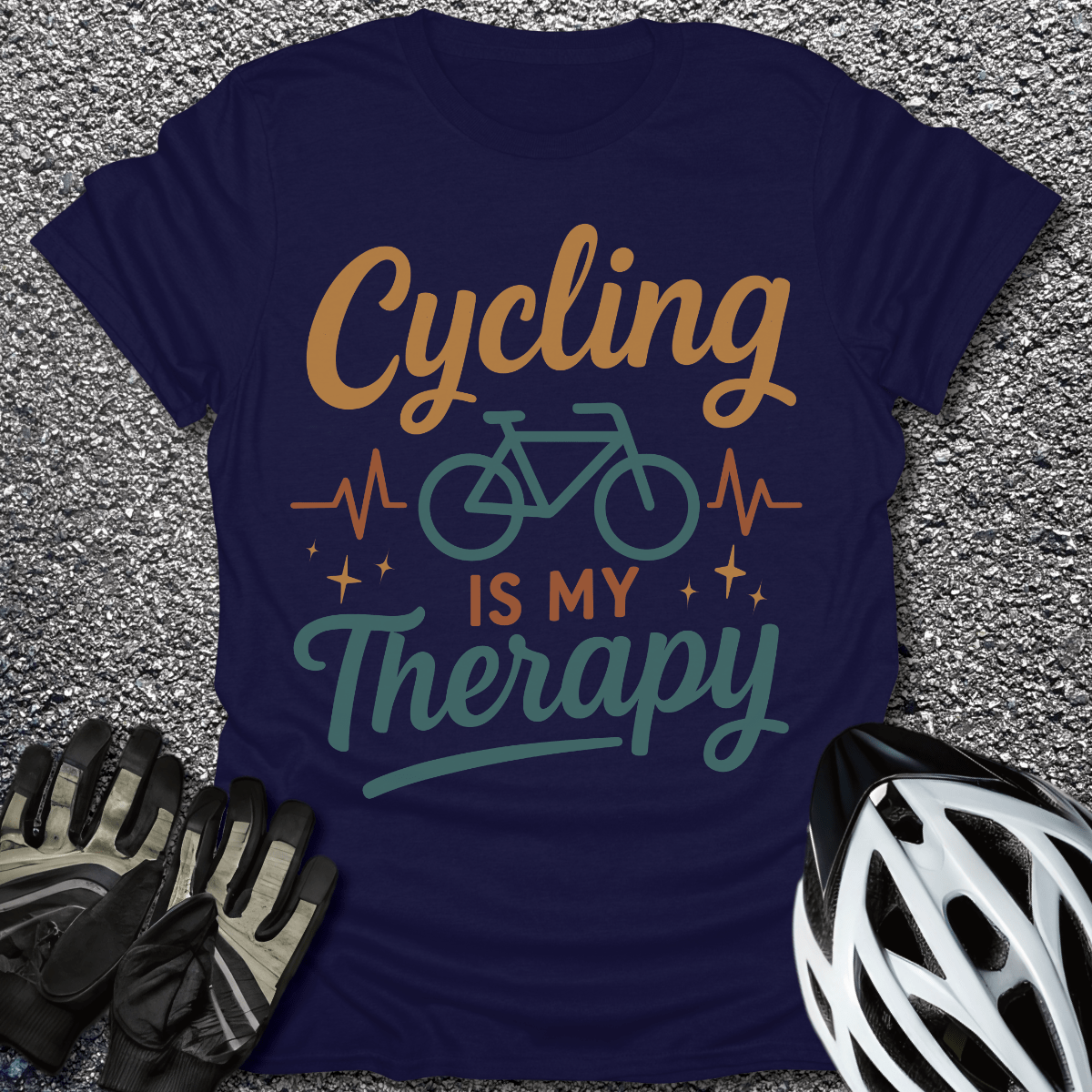 Cycling Therapy T-Shirt in Navy / S from CycleTees