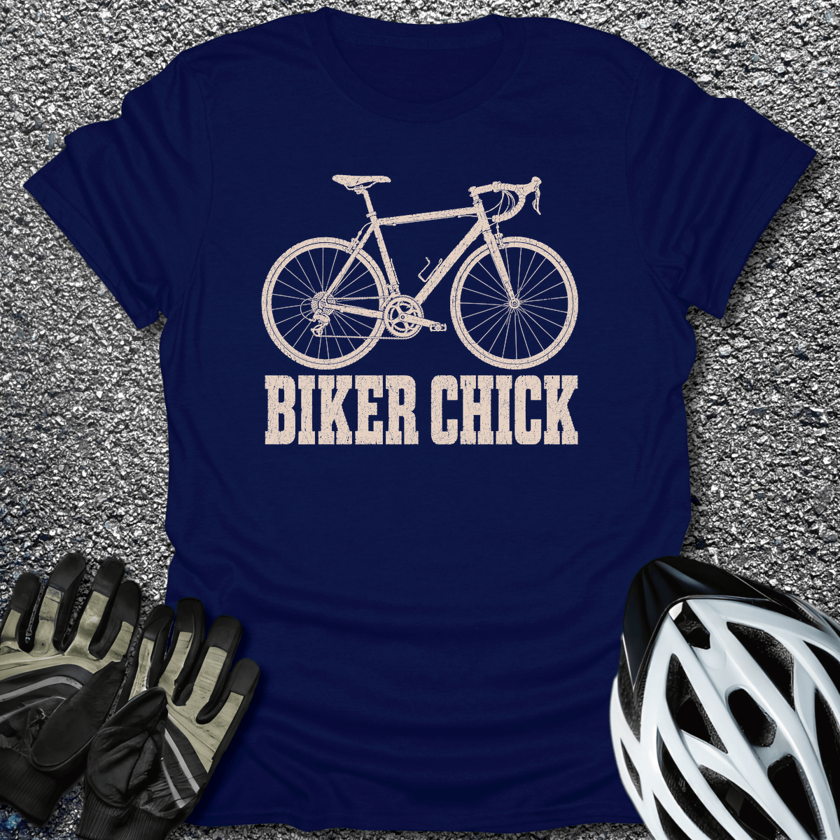 Cyclist Chick T-Shirt in Navy / S from CycleTees