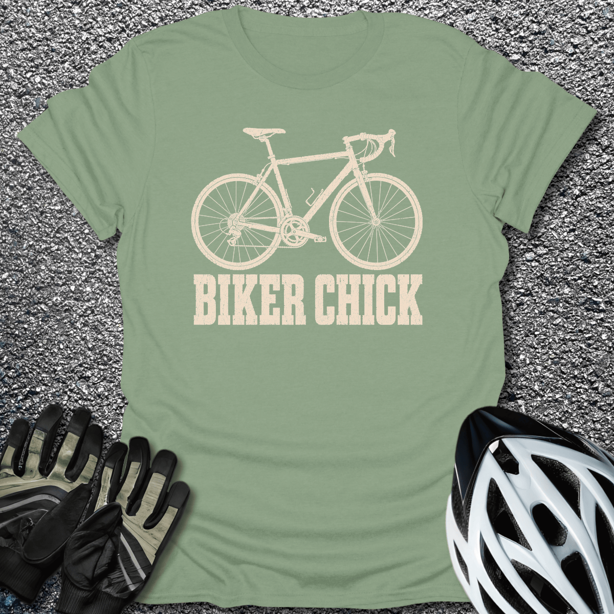 Cyclist Chick T-Shirt in Sage / S from CycleTees