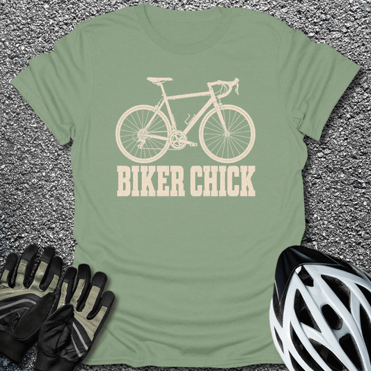Cyclist Chick T-Shirt in Sage / S from CycleTees
