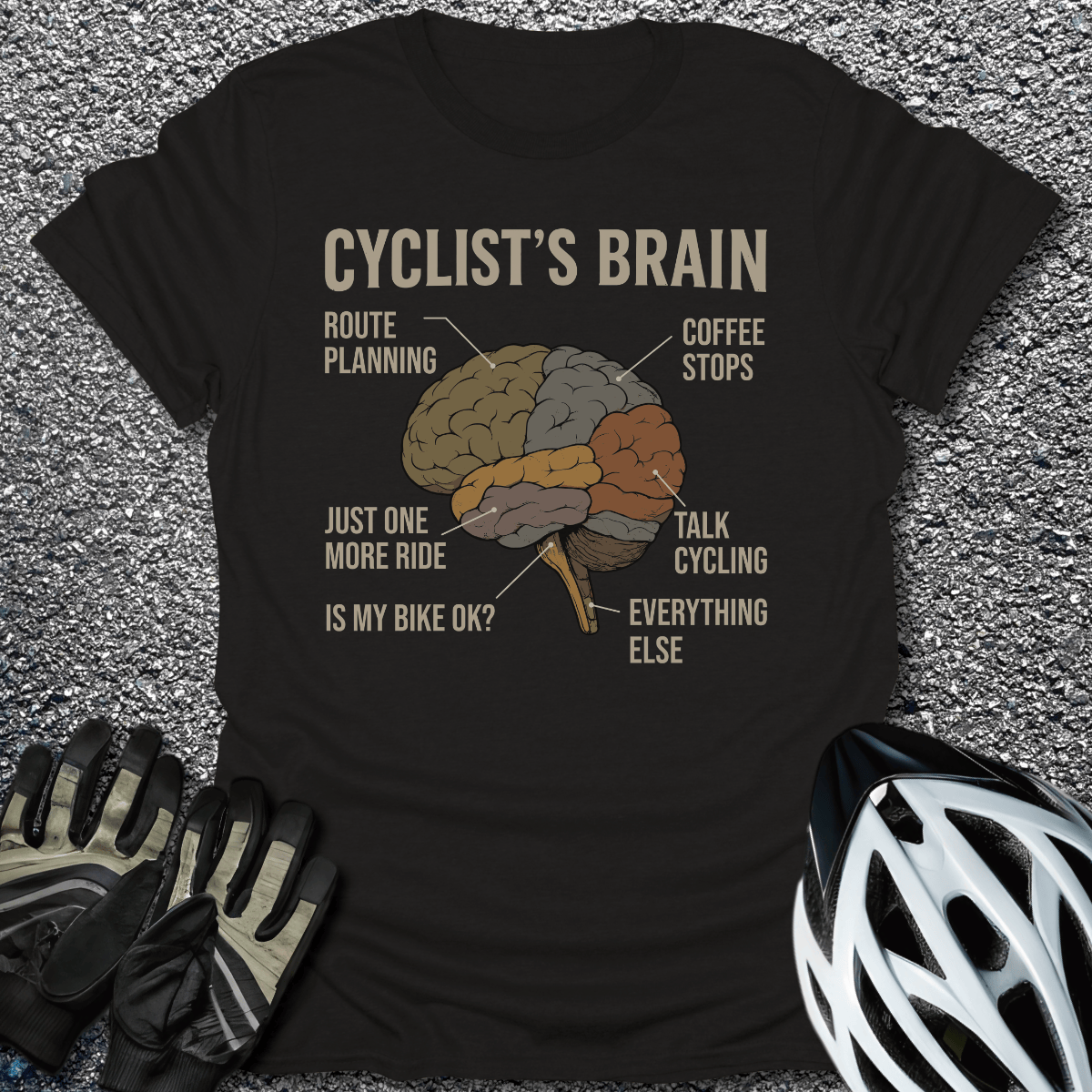 Cyclist's Brain T-Shirt in Black / S from CycleTees