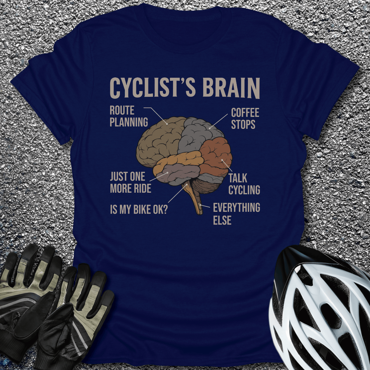 Cyclist's Brain T-Shirt in Navy / S from CycleTees