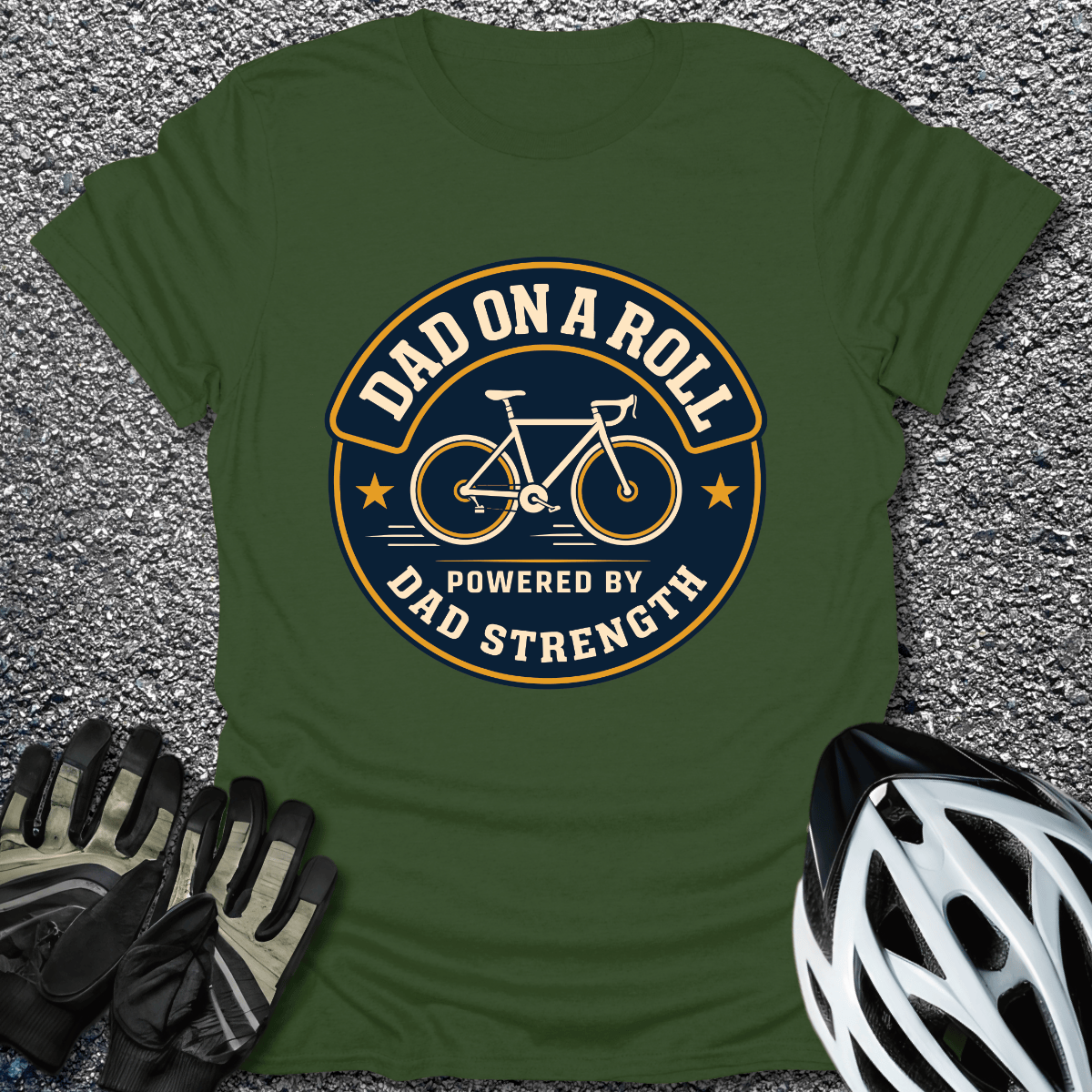 Dad on a Roll T-Shirt in Military Green / S from CycleTees