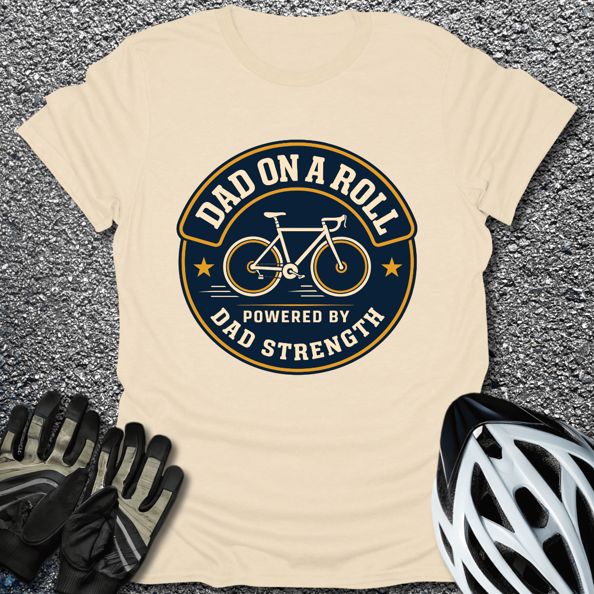 Dad on a Roll T-Shirt in Natural / S from CycleTees