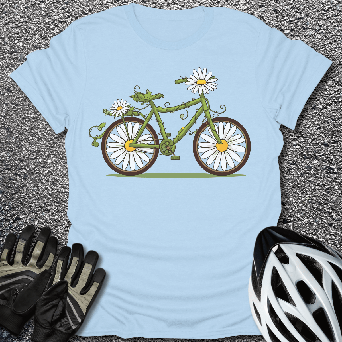 Daisy Bike T-Shirt in Light Blue / S from CycleTees