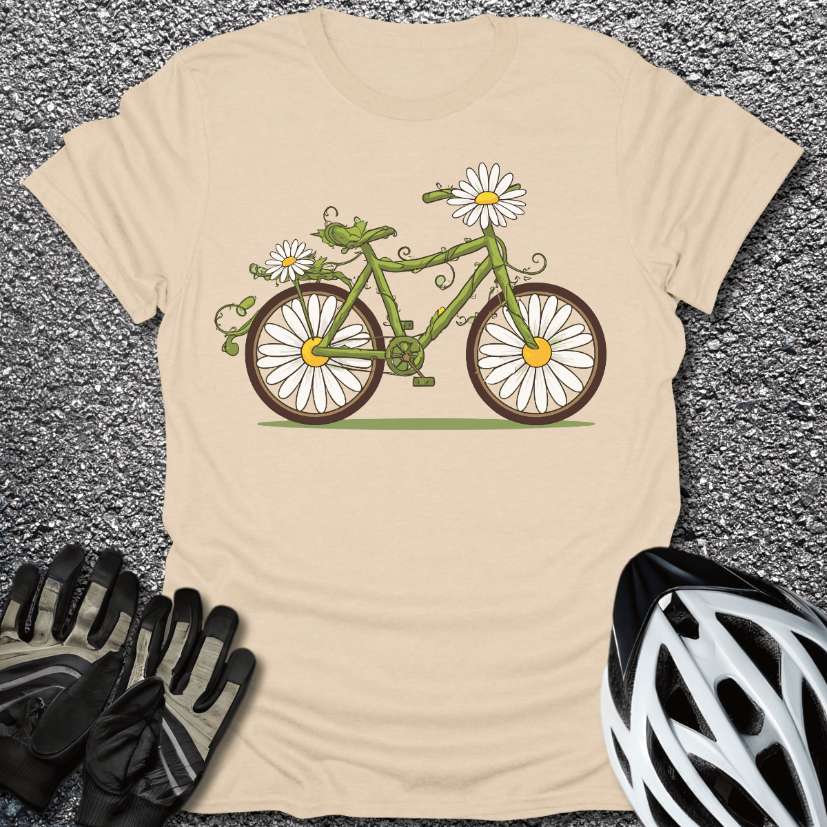 Daisy Bike T-Shirt in Sand / S from CycleTees