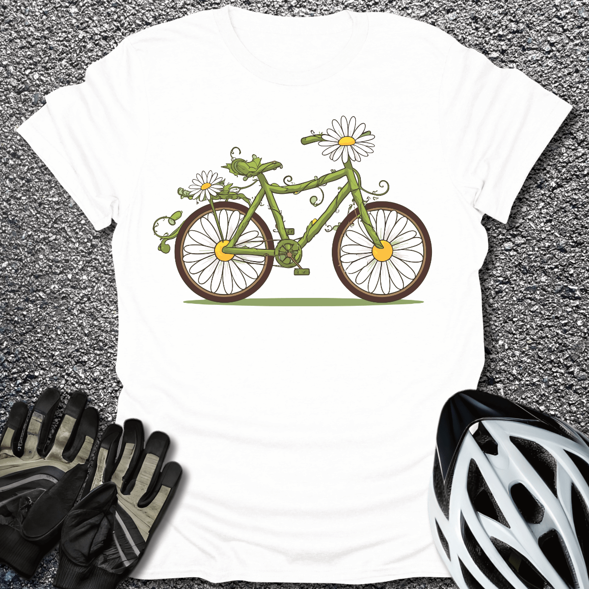 Daisy Bike T-Shirt in White / S from CycleTees