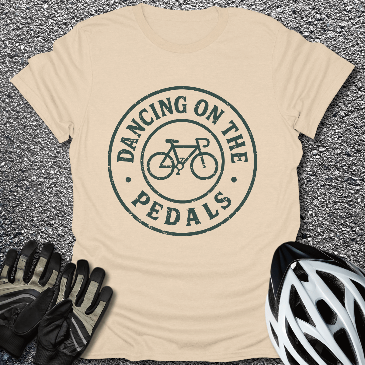 Dancing on the Pedals T-Shirt in Sand / S from CycleTees