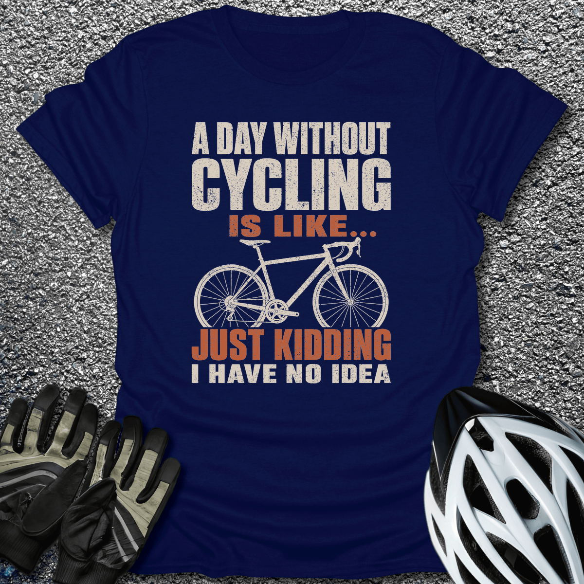 Day Without Cycling T-Shirt in Navy / S from CycleTees