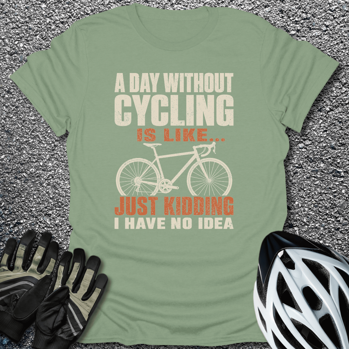 Day Without Cycling T-Shirt in Sage / S from CycleTees