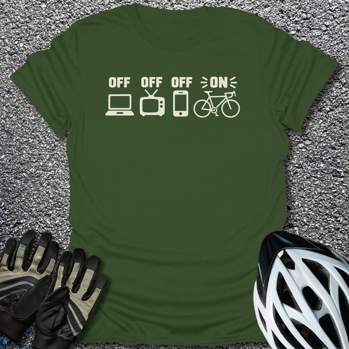 Digital Detox T-Shirt in Military Green / S from CycleTees