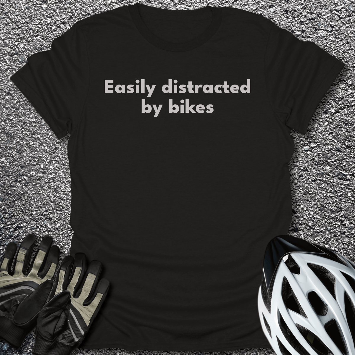 Distracted by Bikes T-Shirt in Black / S from CycleTees