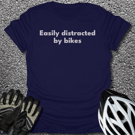 Distracted by Bikes T-Shirt in Navy / S from CycleTees