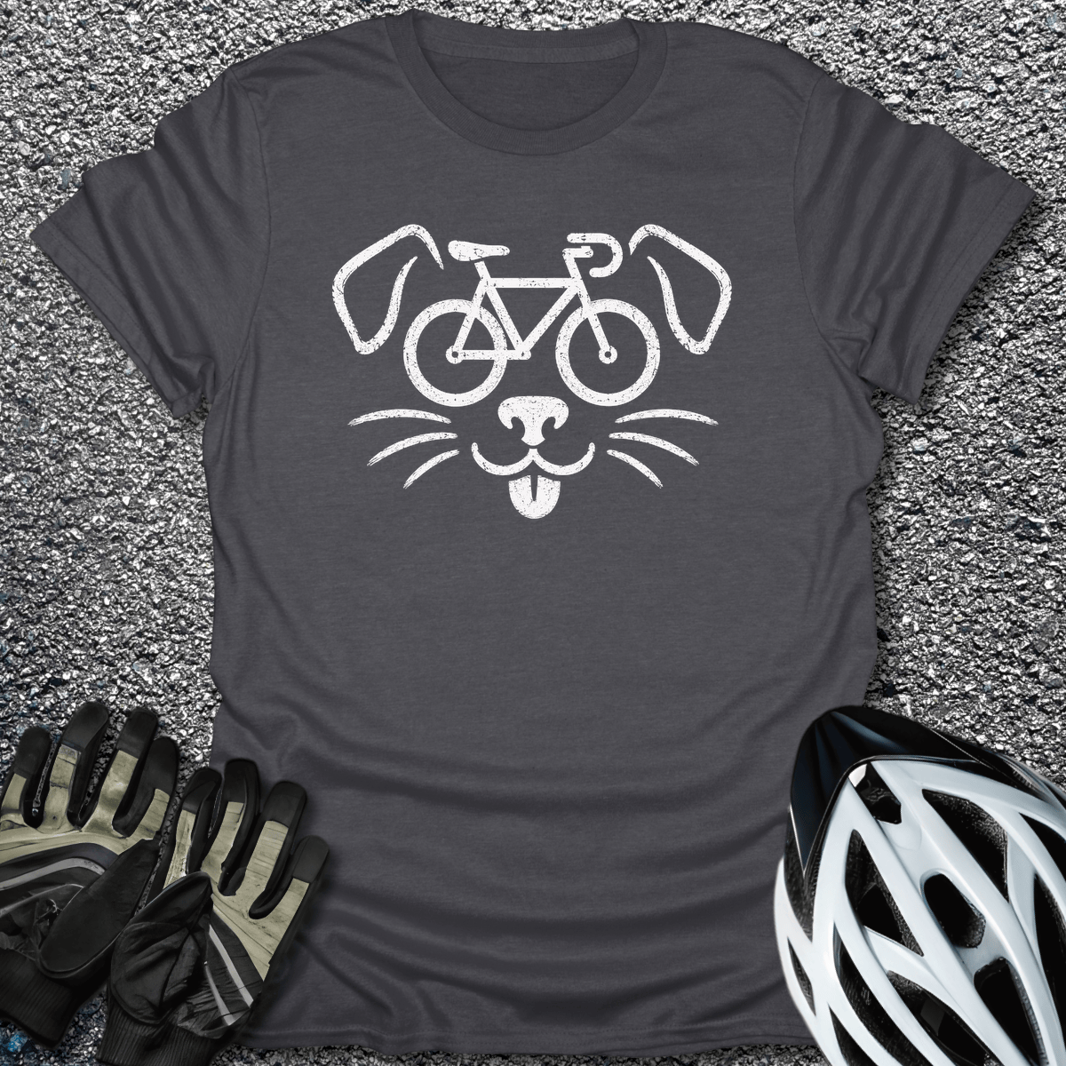 Dog Bike T-Shirt in Dark Heather / S from CycleTees