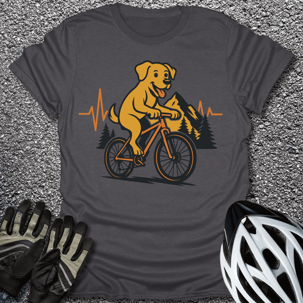 Dog In Mountain T-Shirt in Dark Heather / S from CycleTees