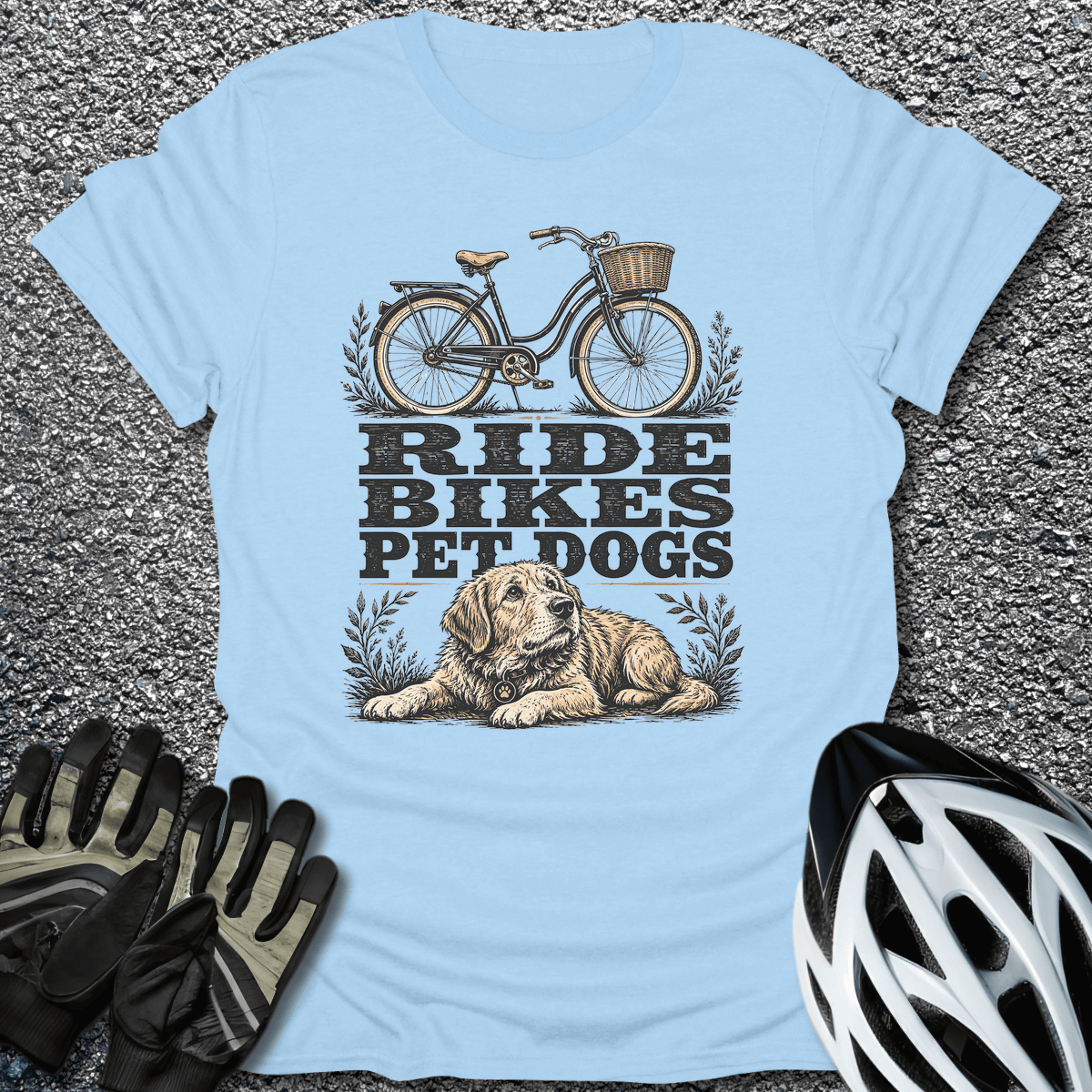 Dogs and Bikes T-Shirt in Light Blue / S from CycleTees