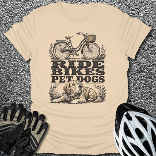 Dogs and Bikes T-Shirt in Sand / S from CycleTees