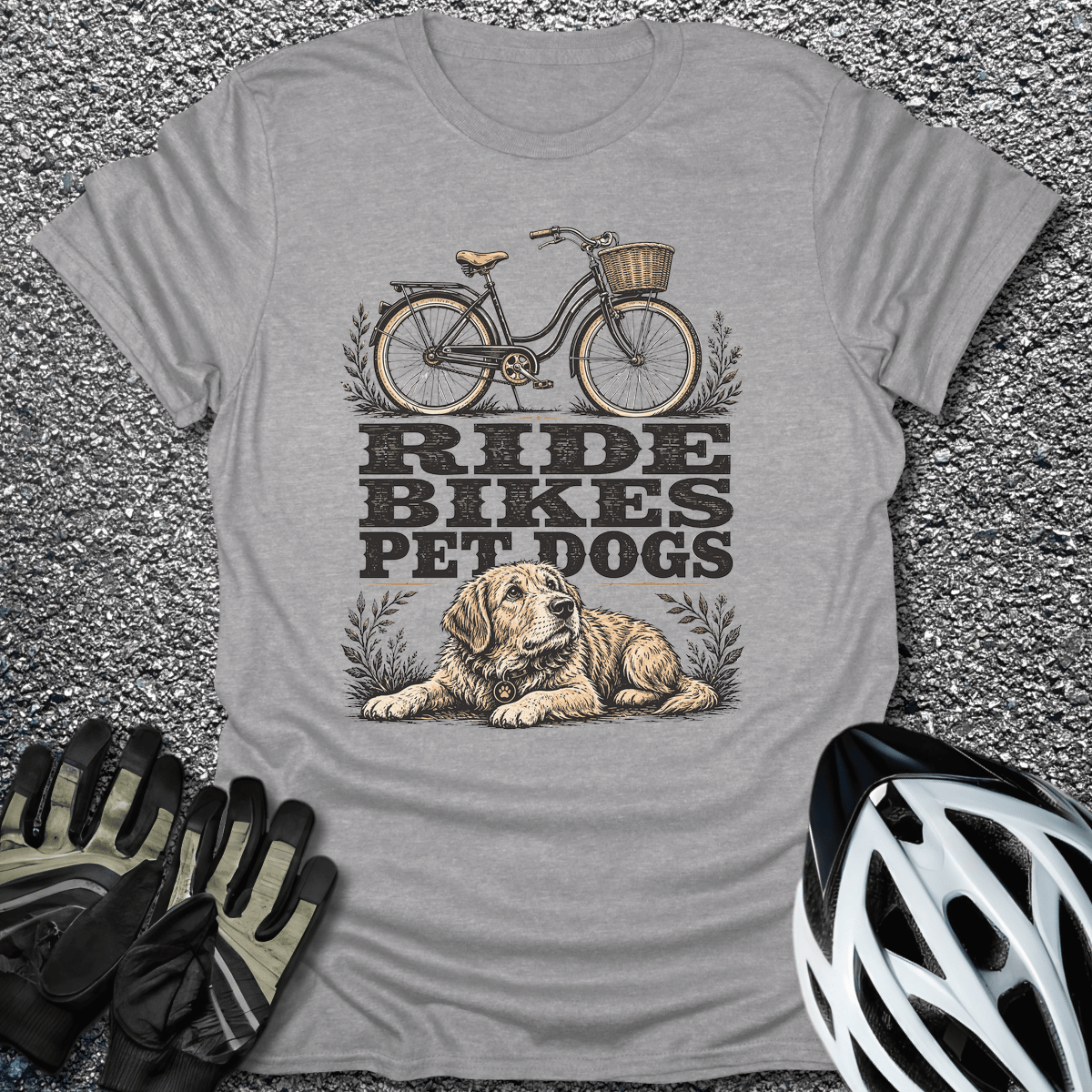 Dogs and Bikes T-Shirt in Sport Grey / S from CycleTees