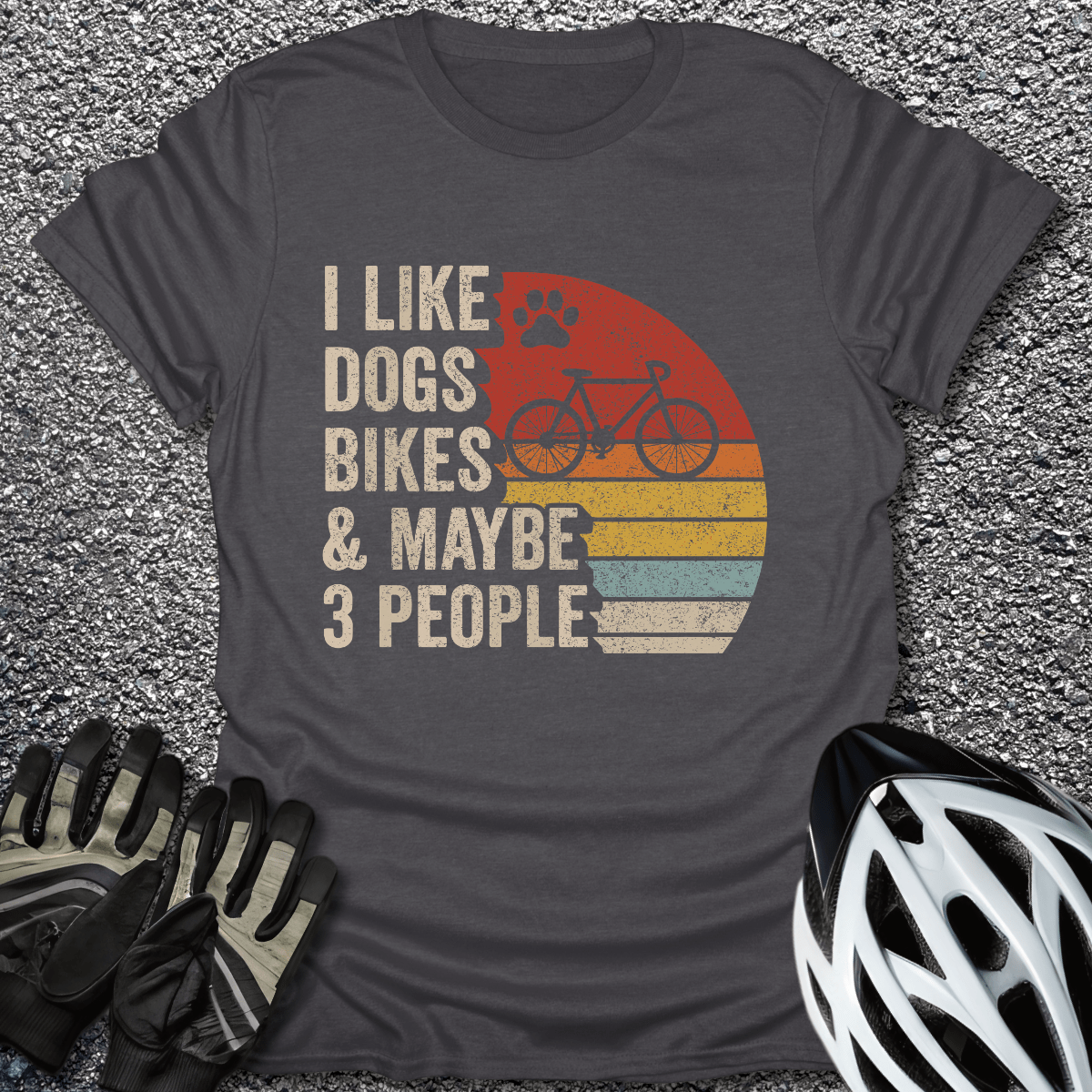 Dogs & Bikes T-Shirt in Dark Heather / S from CycleTees