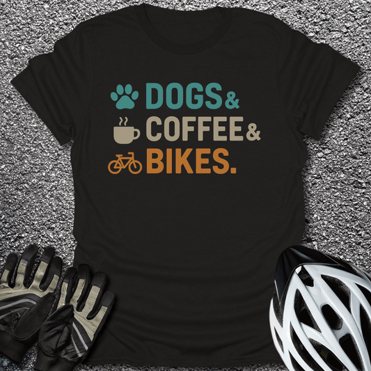 Dogs Coffee Bikes T-Shirt in Black / S from CycleTees