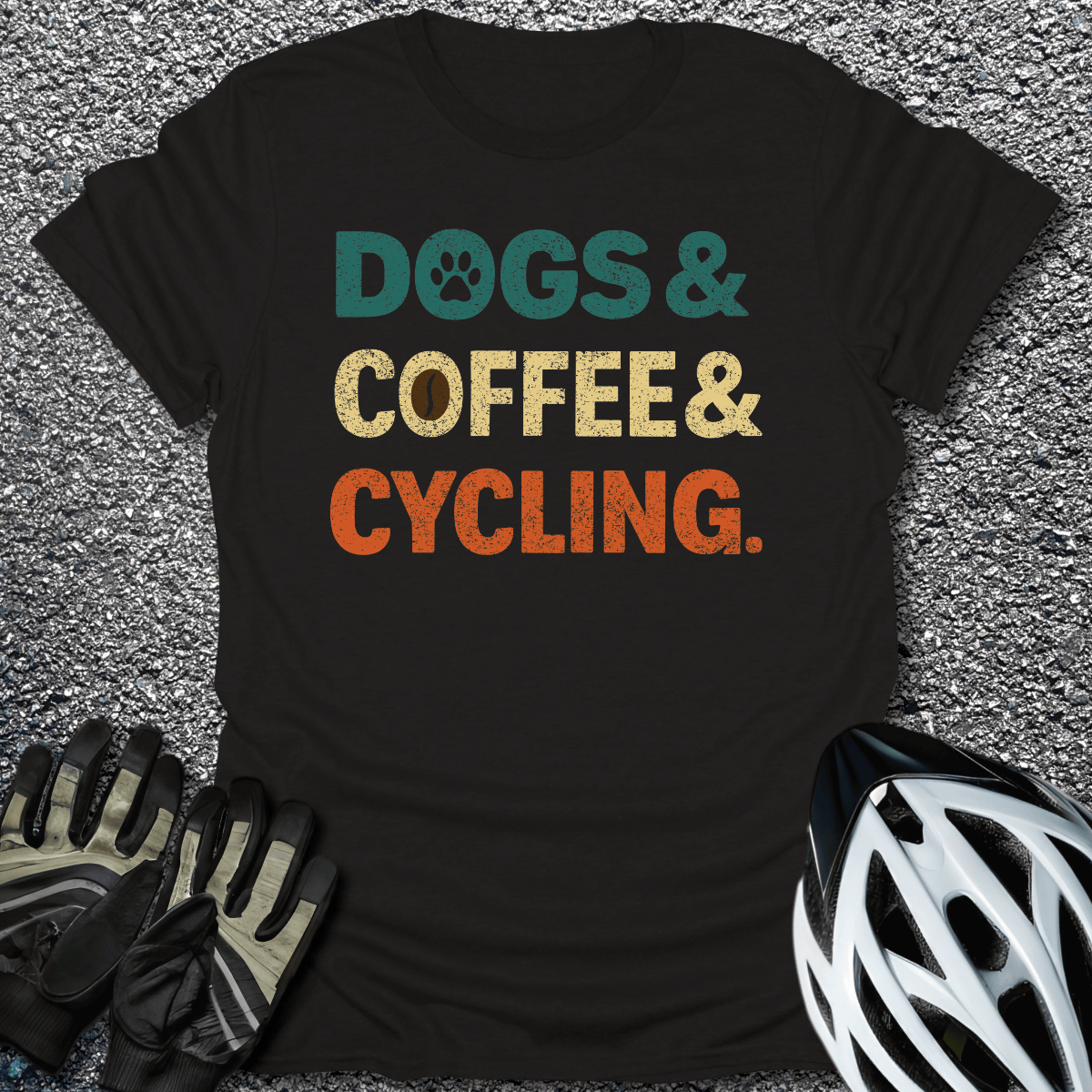 Dogs Coffee Cycling T-Shirt in Black / S from CycleTees