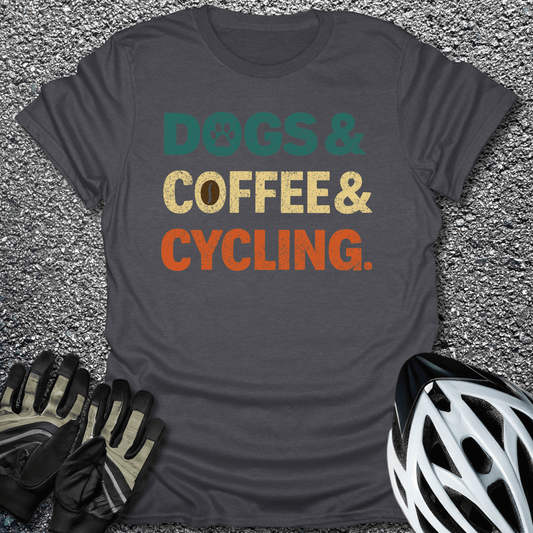 Dogs Coffee Cycling T-Shirt in Dark Heather / S from CycleTees