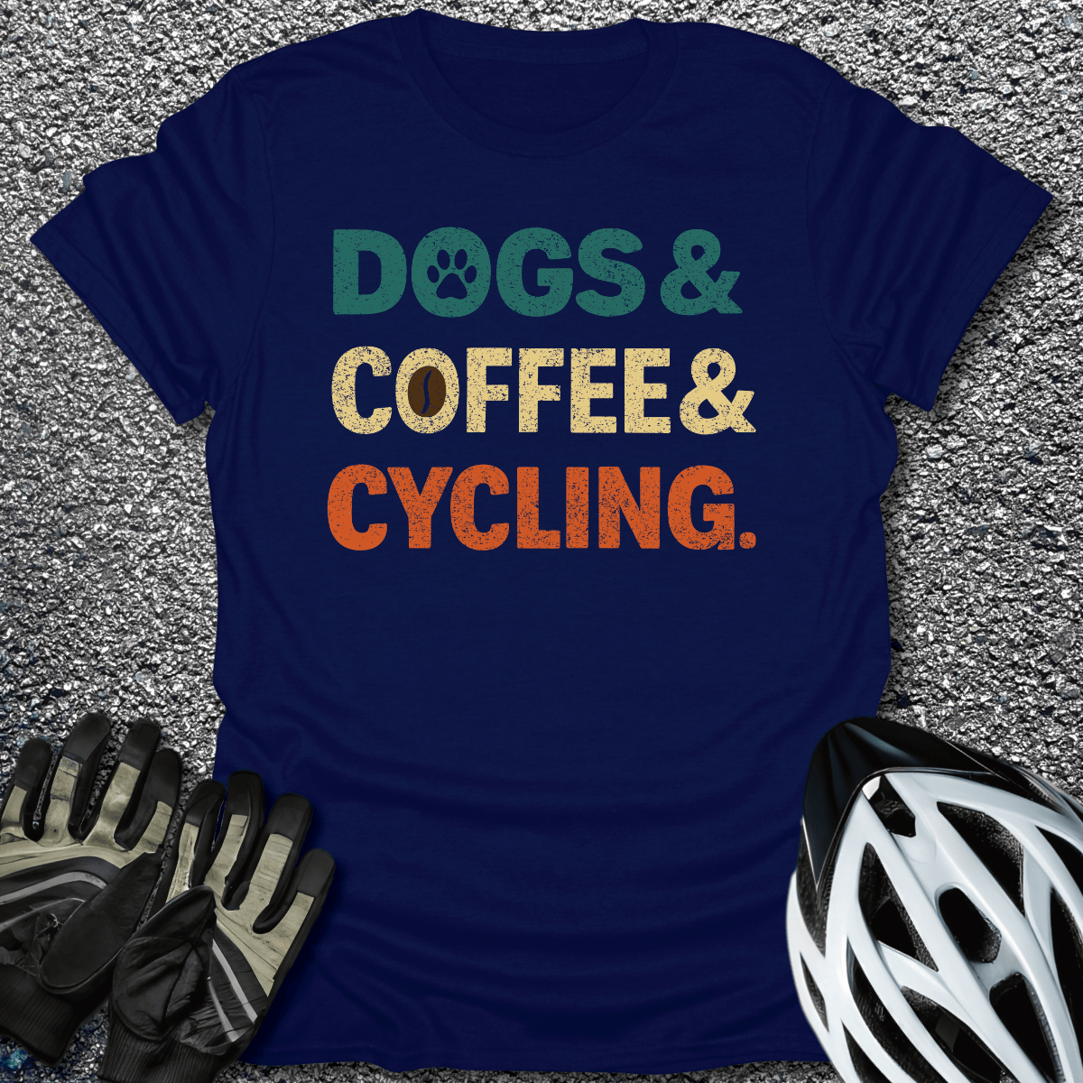 Dogs Coffee Cycling T-Shirt in Navy / S from CycleTees
