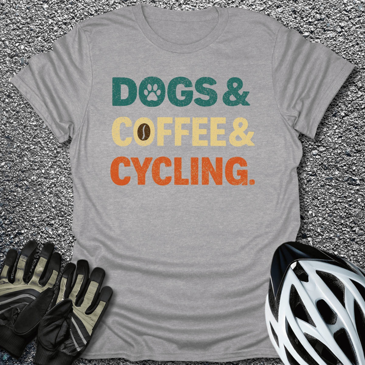 Dogs Coffee Cycling T-Shirt in Sport Grey / S from CycleTees
