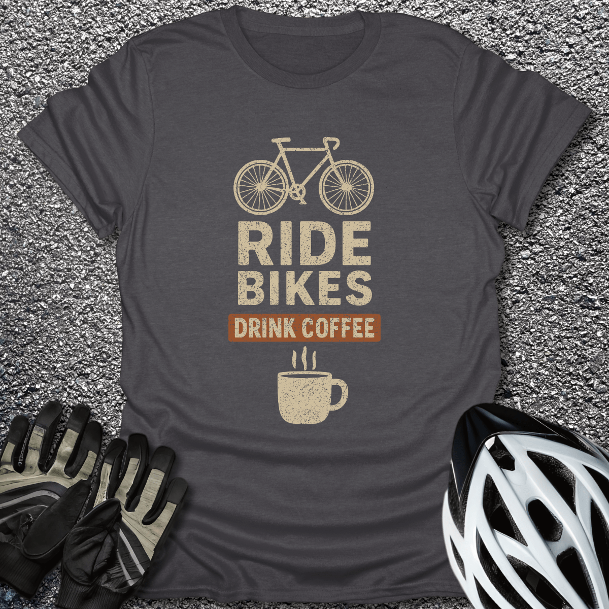 Drink Coffee T-Shirt in Dark Heather / S from CycleTees
