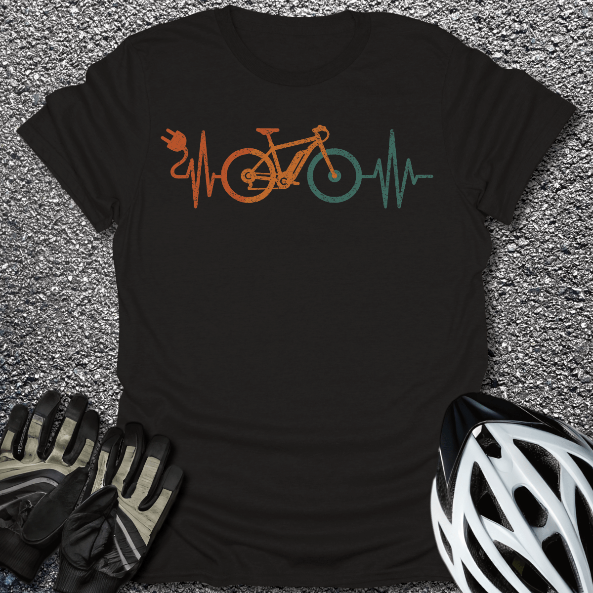 E-bike Heartbeat T-Shirt in Black / S from CycleTees