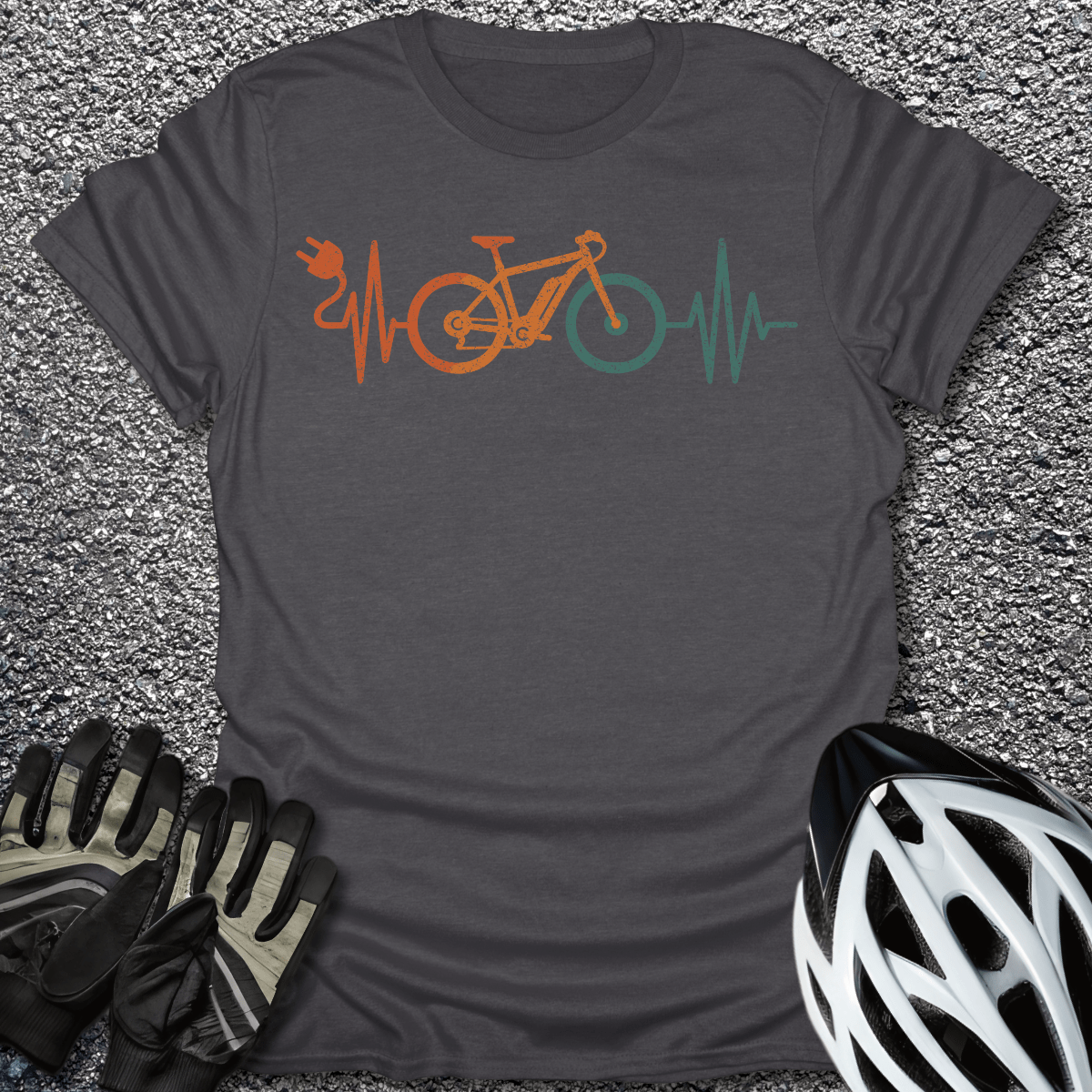 E-bike Heartbeat T-Shirt in Dark Heather / S from CycleTees