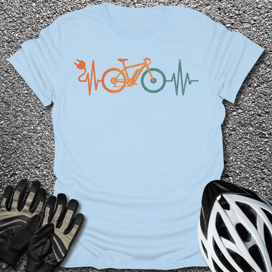 E-bike Heartbeat T-Shirt in Light Blue / S from CycleTees