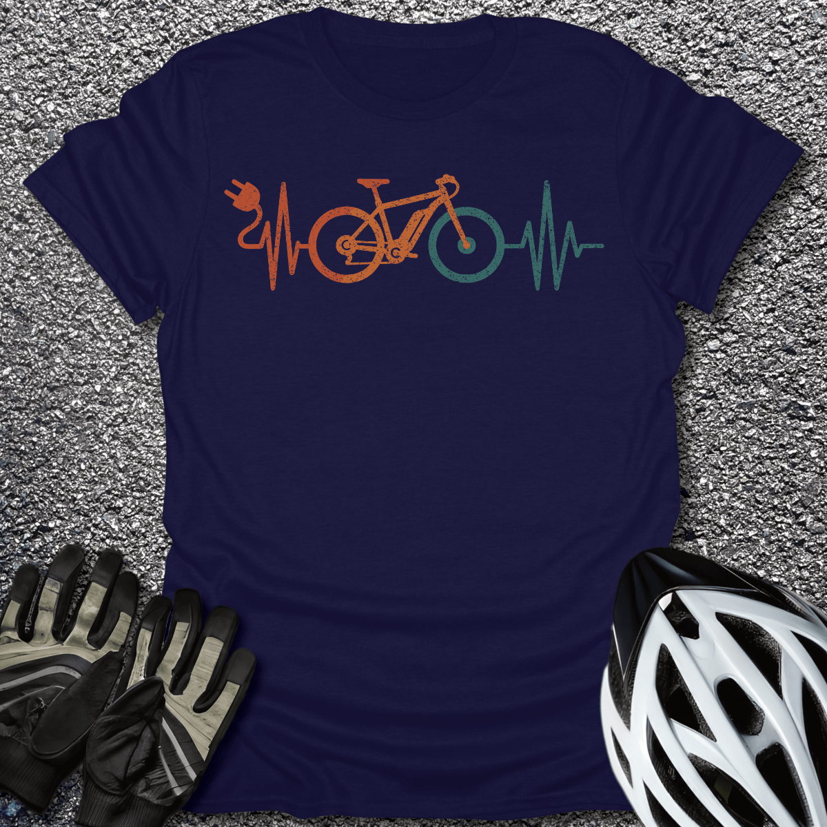 E-bike Heartbeat T-Shirt in Navy / S from CycleTees