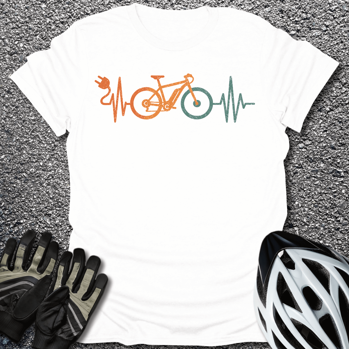E-bike Heartbeat T-Shirt in White / S from CycleTees