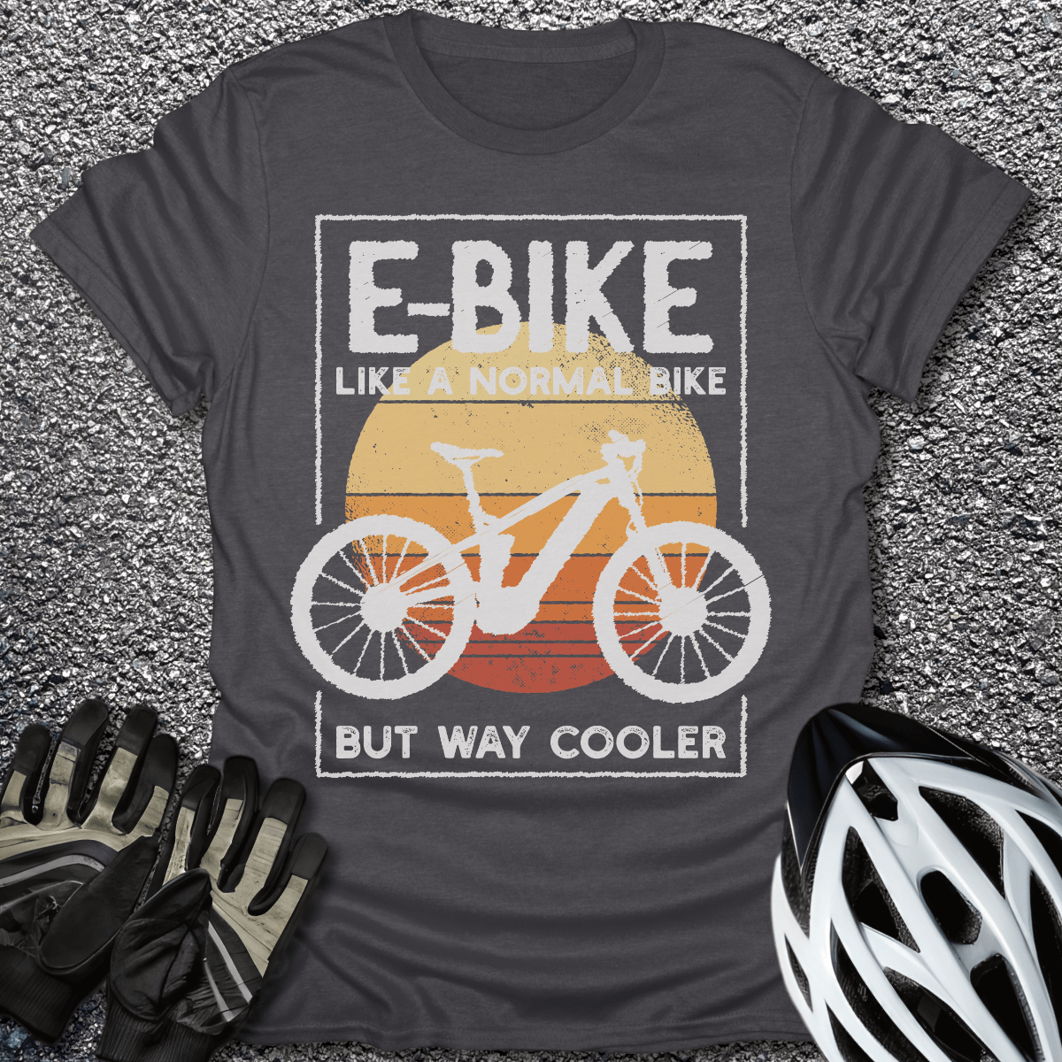 E-Bike Like Normal Bike T-Shirt in Dark Heather / S from CycleTees