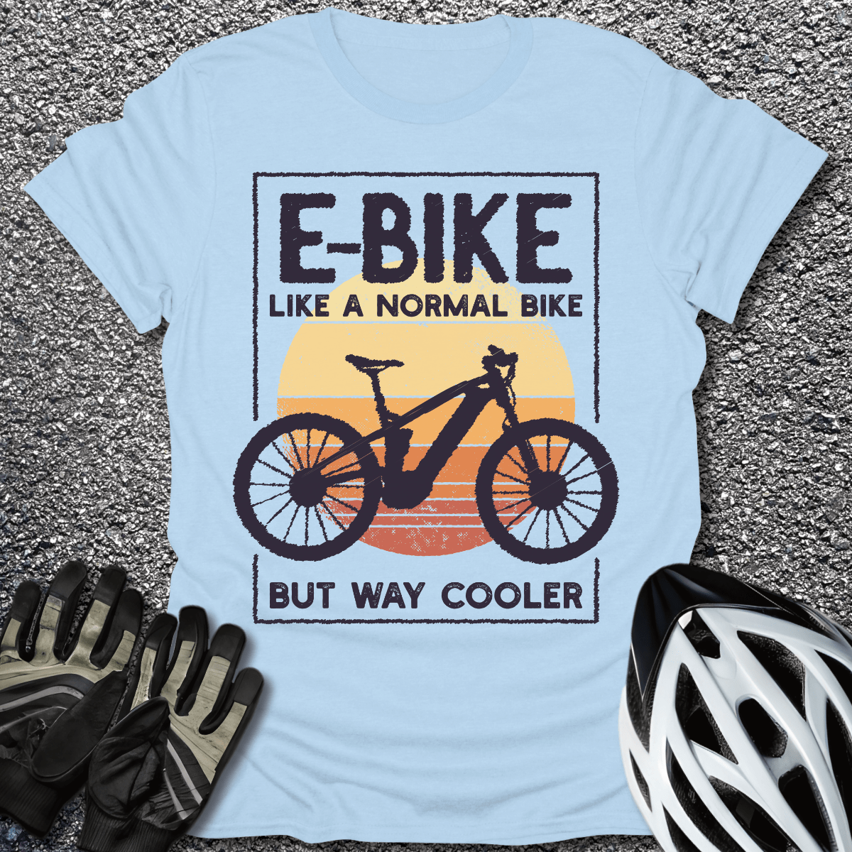 E-Bike Like Normal Bike T-Shirt in Light Blue / S from CycleTees