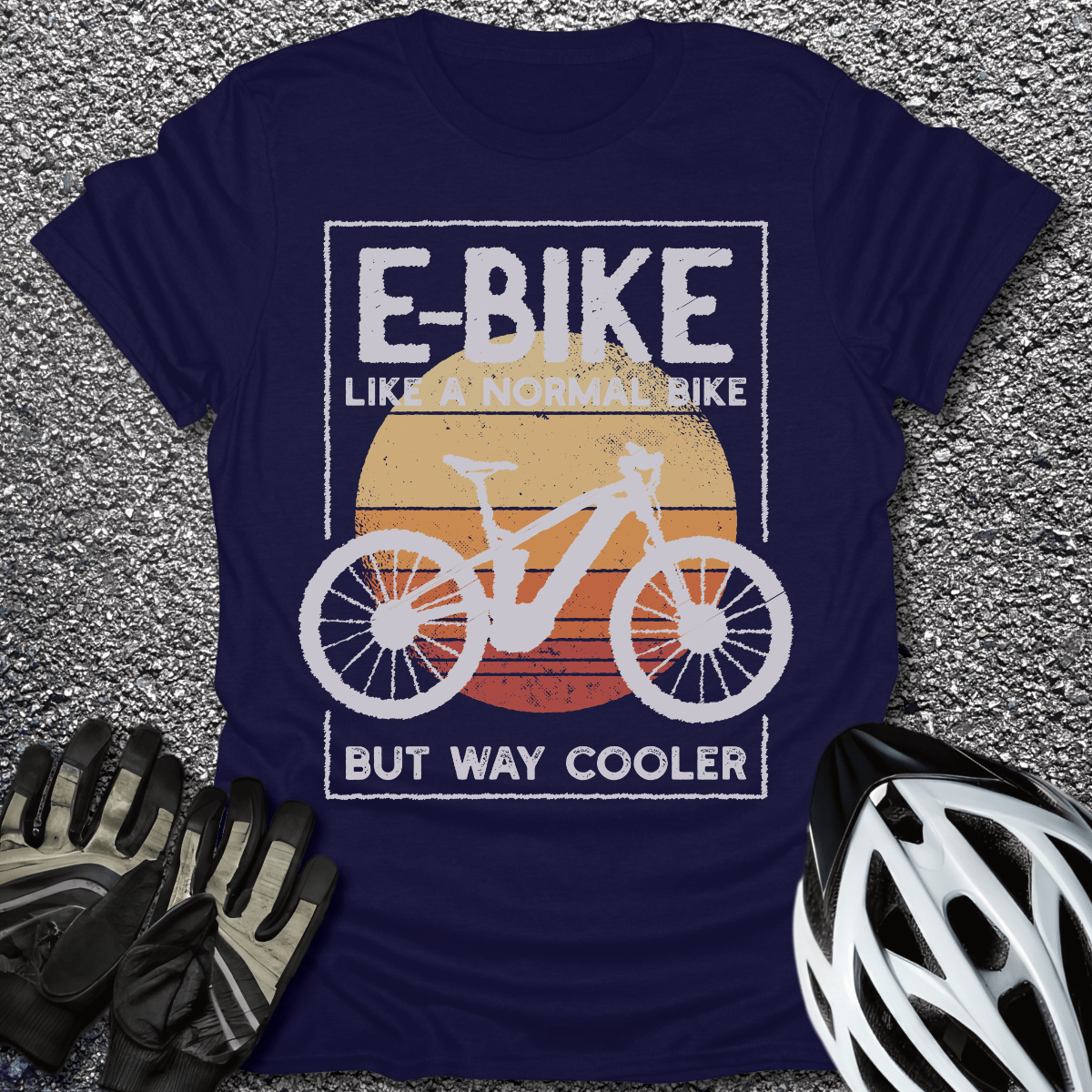 E-Bike Like Normal Bike T-Shirt in Navy / S from CycleTees