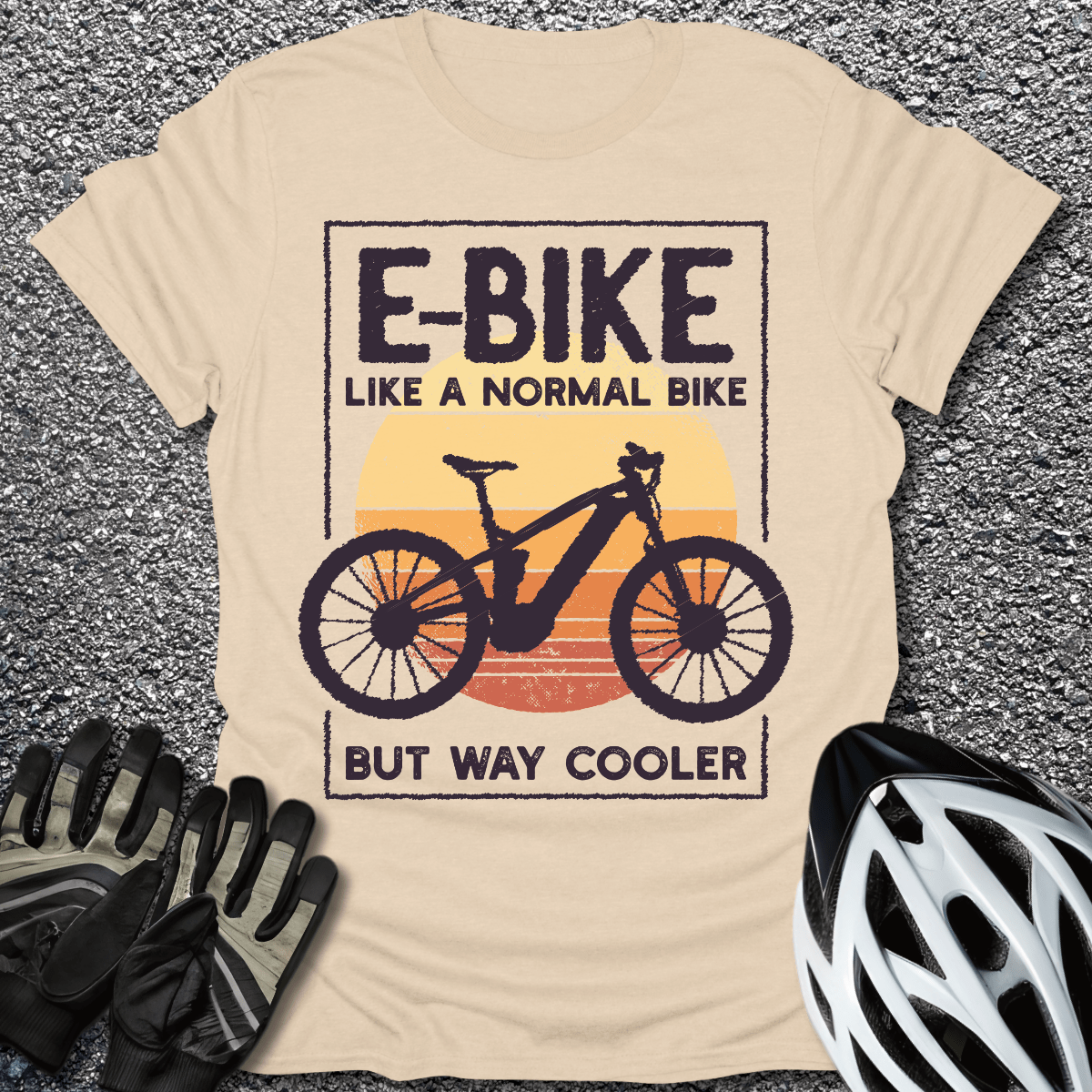 E-Bike Like Normal Bike T-Shirt in Sand / S from CycleTees